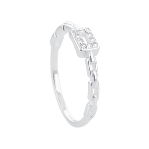 Anel Quadrado Cravejado em Prata 925 - PL23935
