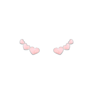 Brinco Ear Cuff 3 Corações Rosa Bebê em Prata 925 - PL23723
