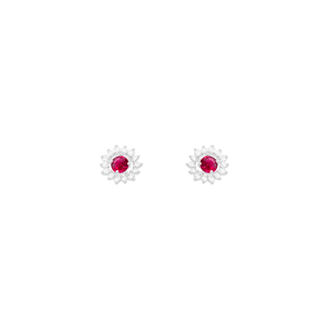 Brinco Redondo Zircônia White e Central Rosa em Prata 925 - PL23726