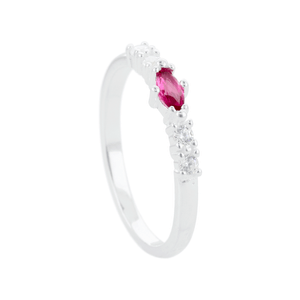 Anel Zircônia Rosa em Prata 925 - PL23934