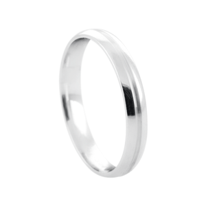 Aliança Feminina Anatômica 3MM com Friso em Prata 925 - PL23916