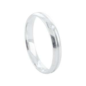 Aliança Feminina 3MM com Friso e Zircônia em Prata 925 - PL23917