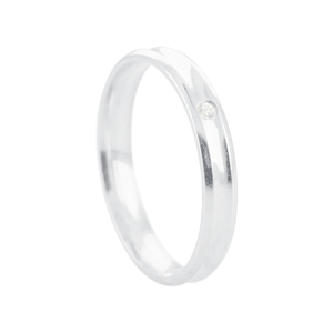 Aliança Feminina Anatômica 3MM Côncava com Zircônia em Prata 925 - PL23921