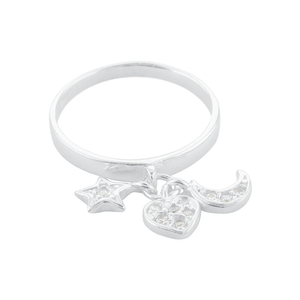 Anel Pingentes Cravejados em Prata 925 - PL23924
