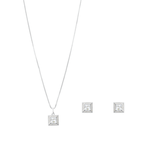 Conjunto Quadrado com Zircônia em Prata 925 - PL23649
