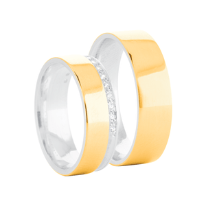 Aliança em Prata 925 e Ouro 18K Masculina 5,7MM - PL19874