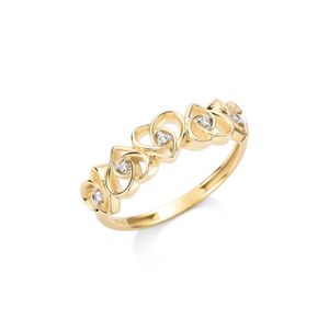 Anel Corações com Topázio em Ouro 18K - AU14348