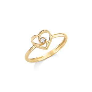 Anel Coração com Topázio em Ouro 18K - AU14349