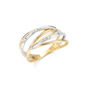 Anel Aros Cruzados Bicolor com Diamantes em Ouro 18K - AU14346