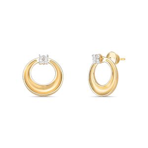 Brinco Círculo Acetinado com 4 Topázios de em Ouro 18K - AU14340