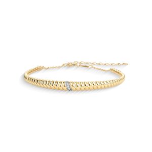 Pulseira Frisada com Diamantes de Pontos em Ouro 18K - AU14344