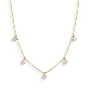 Colar Flor com Topázios de 1,5MM em Ouro 18K - AU14341