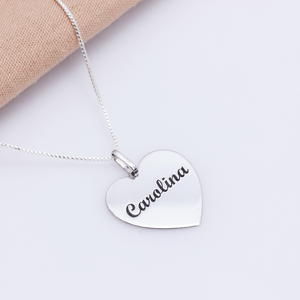 Colar Coração Personalizado Nome em Prata 925 - PL24034