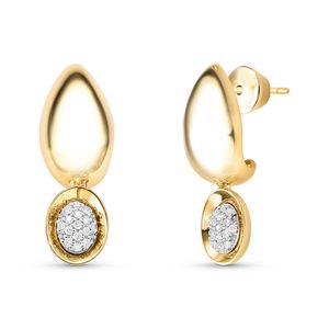 Brinco Oval com Brilhantes em Ouro 18K - AU14392