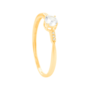 Anel Zircônia Redonda em Ouro 18K - AU14261