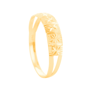 Anel Acetinado com Estrelas em Ouro 18K - AU14283