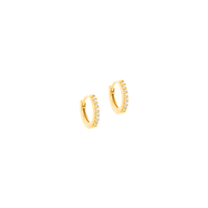 Brinco Argola Zircônias 1,0CM em Ouro 18K - AU14293