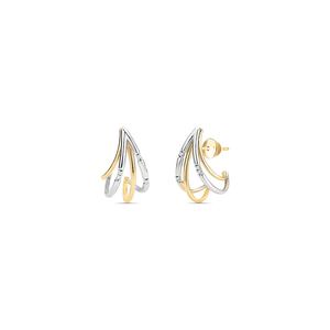 Brinco Aros Concha Bicolor com Diamantes em Ouro 18K - AU14347