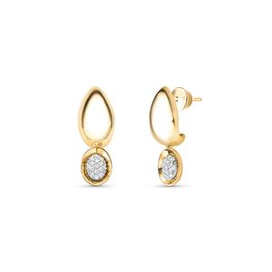 Brinco Oval com Brilhantes em Ouro 18K - AU14392