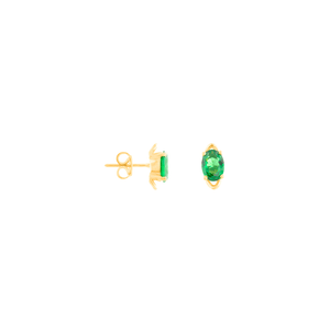 Brinco Oval Zircônia Verde em Ouro 18K - AU14333