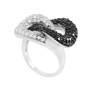 Anel Infinito Zircônias White e Negra em Prata 925 - PL24201