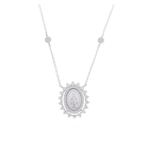 Colar Nossa Sra. das Graças com Zircônias em Prata 925 - PL24351