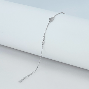 Pulseira Coração Zircônia Cravejado em Prata 925 - PL24332