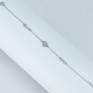 Pulseira Coração Zircônia Cravejado em Prata 925 - PL24332