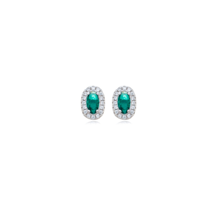 Brinco Oval Zircônias Verde em Prata 925 - PL24317