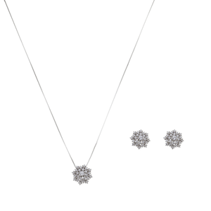 Conjunto Chuveirinho Zircônia em Prata 925 - PL24315