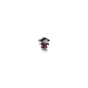 Pingente Click Menina Rosa Cravejada em Prata 925 - PL24333