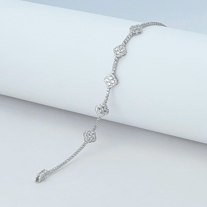 Pulseira Riviera com Trevos White em Prata 925 - PL24329