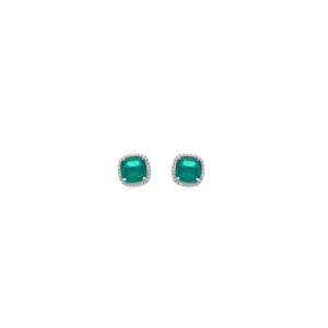 Brinco Quadrado Zircônia Verde em Prata 925 - PL24318