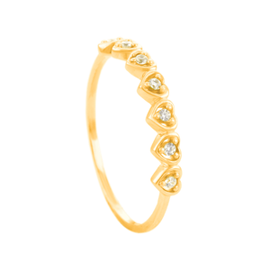 Anel Corações com Zircônia em Ouro 18K - AU14313