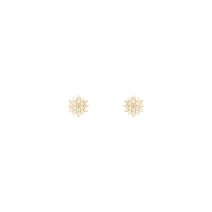 Brinco Flor Cravejado com Zircônia em Ouro 18K - AU14388