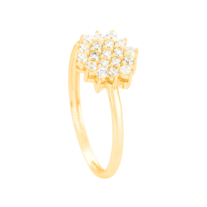 Anel Flor Cravejado com Zircônia em Ouro 18K - AU14386