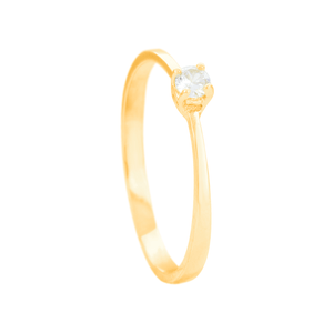 Anel Solitário com Zircônia em Ouro 18K - AU14382