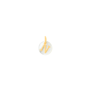 Pingente Madrepérola Letra N em Ouro 18K - AU14366