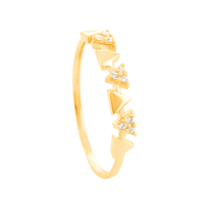 Anel Triângulo Liso e Zircônias em Ouro 18K - AU14303