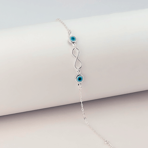 Pulseira Infinito e Olho Grego em Prata 925 - PL23686
