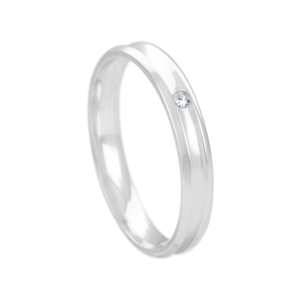 Aliança Feminina Anatômica 3MM Côncava com Zircônia em Prata 925 - PL23921