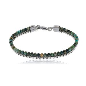 Pulseira Trabalhada Cristais Steel em Aço - PL24529