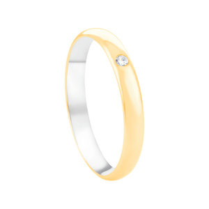 Aliança em Ouro 10k e Aço Antialérgico 3,5MM com Zircônias - AU10285