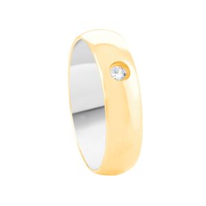 Aliança Feminina 6,3MM Zircônia em Aço e Ouro 10K - AU14486