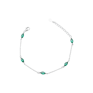 Pulseira com Zircônia Navete Verde em Prata 925 - PL24537