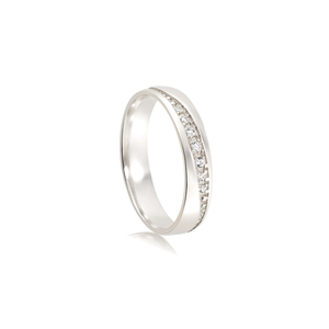 Aliança Feminina 4MM Anatômica Zircônias em Prata 925 - PL24595