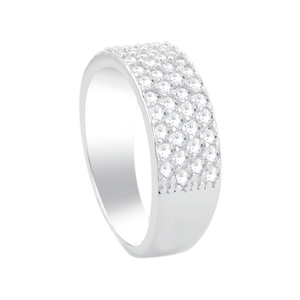 Anel Cravejado com Zircônias em Prata 925 - PL23927
