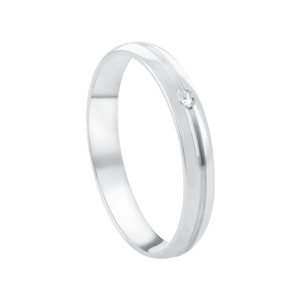 Aliança Feminina 3MM com Friso e Zircônia em Prata 925 - PL23917
