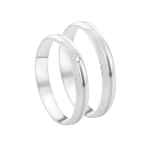 Aliança Feminina 3MM com Friso e Zircônia em Prata 925 - PL23917
