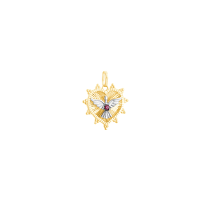 Pingente Coração Divino com Rubi em Ouro 18K - AU14476